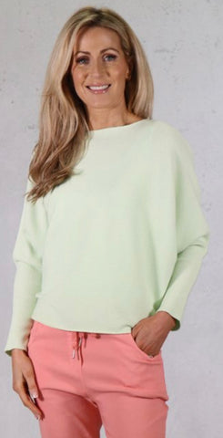 D.E.C.K - LIME FINE RIBBED BATWING SWEATER