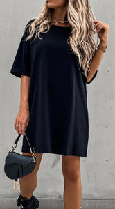 THE BOUTIQUE - BLACK OVERSIZED TUNIC T-SHIRT TOP
