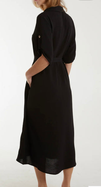 THE BOUTIQUE - ROLL SLEEVED BELTED SHIRT DRESS
