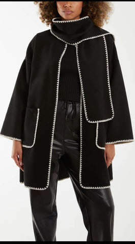 THE BOUTIQUE - STITCHED HEM JACKET WITH MATCHING SCARF