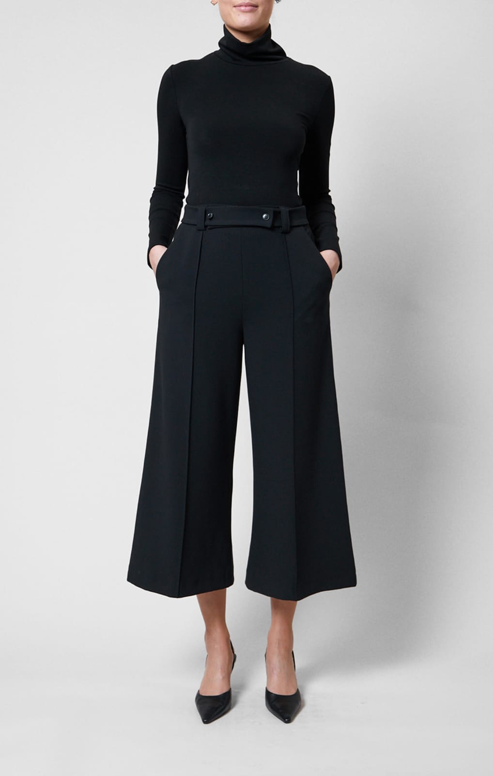FRENCH CONNECTION - ECHO CREPE BLACK CULOTTES (PRE ORDER)