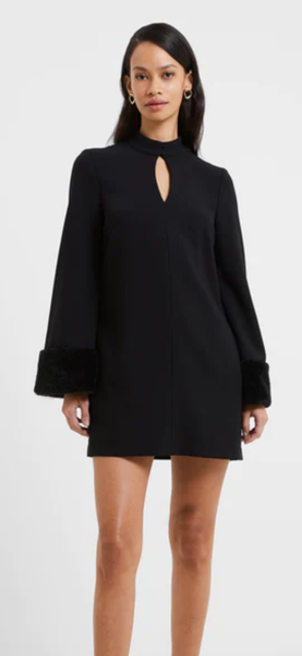 FRENCH CONNECTION - WHISPER RUTH FAUX FUR TRIM MINI DRESS