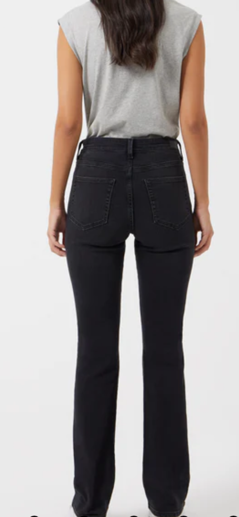 FRENCH CONNECTION BLACK STRETCH DEMI BOOT CUT JEANS The