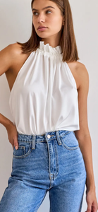 THE BOUTIQUE - WHITE SATIN TOP (PRE ORDER)