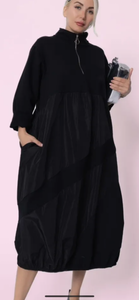 THE BOUTIQUE - BLACK ZIP COLLAR DRESS