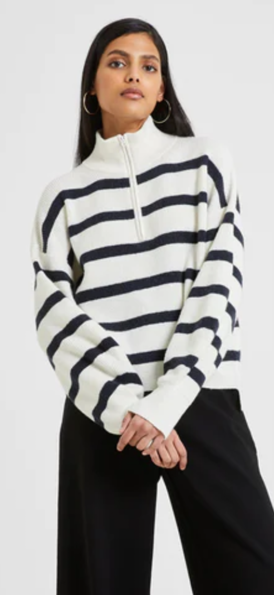 FRENCH CONNECTION - VHARI RECYCLED KNIT HALF ZIP JUMPER