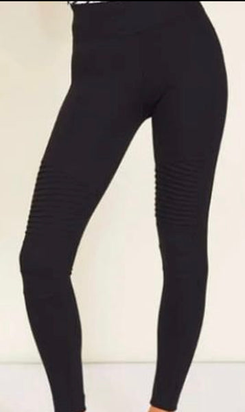 THE BOUTIQUE- BLACK SCUBA BIKER LEGGINGS