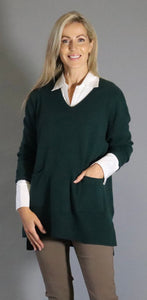 D.E.C.K by Decollage - FOREST GREEN V NECK JUMPER