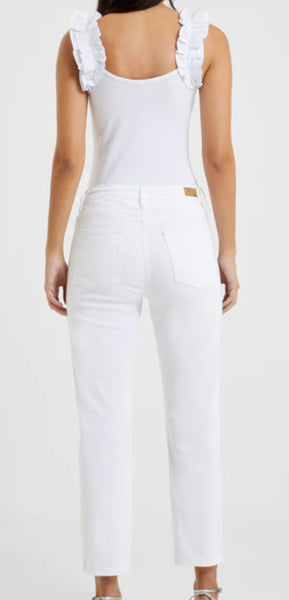 FRENCH CONNECTION - WHITE SLIM STRAIGHT CIGARETTE ANKLE LENGTH JEANS