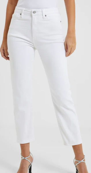 FRENCH CONNECTION - WHITE SLIM STRAIGHT CIGARETTE ANKLE LENGTH JEANS
