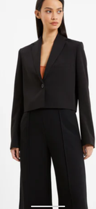 FRENCH CONNECTION - Black Cropped Crepe Blazer
