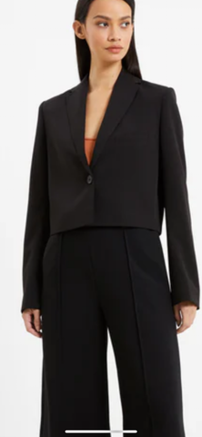 FRENCH CONNECTION - Black Cropped Crepe Blazer
