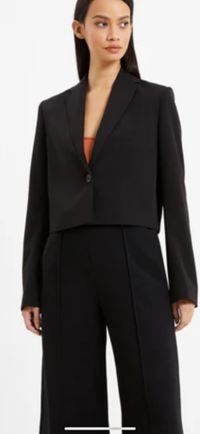 FRENCH CONNECTION - Black Cropped Crepe Blazer