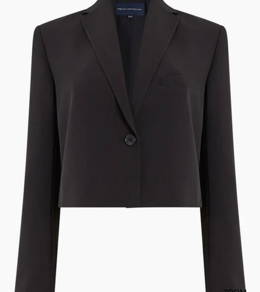 FRENCH CONNECTION - Black Cropped Crepe Blazer