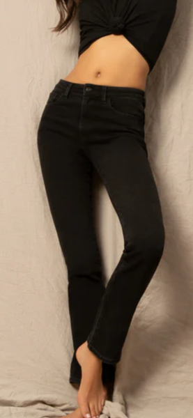 FRENCH CONNECTION - BLACK STRETCH DEMI-BOOT CUT JEANS