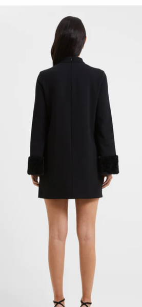 FRENCH CONNECTION - WHISPER RUTH FAUX FUR TRIM MINI DRESS