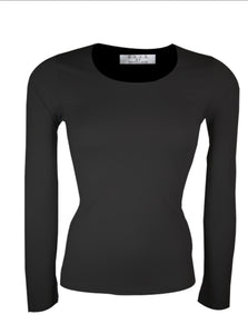 D.E.C.K By Decollage - PAULA  BLACK LONG SLEEVE BASIC TOP
