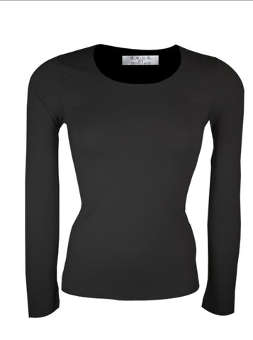 D.E.C.K By Decollage - PAULA  BLACK LONG SLEEVE BASIC TOP