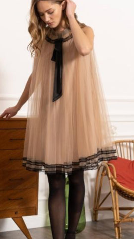 THE BOUTIQUE - TULLE DRESS WITH SATIN BOW