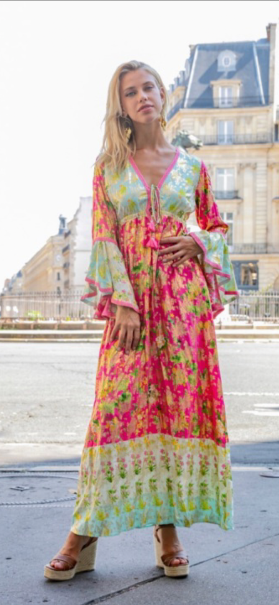 THE BOUTIQUE - FUCHSIA AND LIME MAXI DRESS