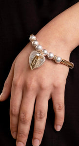 BIBI - BIJOUX GOLD & SILVER HEART & FEATHER BALL BRACELET