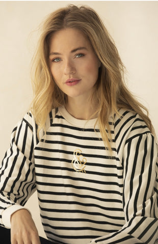 &Co WOMAN - SOL BLACK AND WHITE STRIPE SWEATER