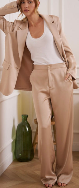 THE BOUTIQUE - CHAMPAGNE SATIN SUIT TROUSERS