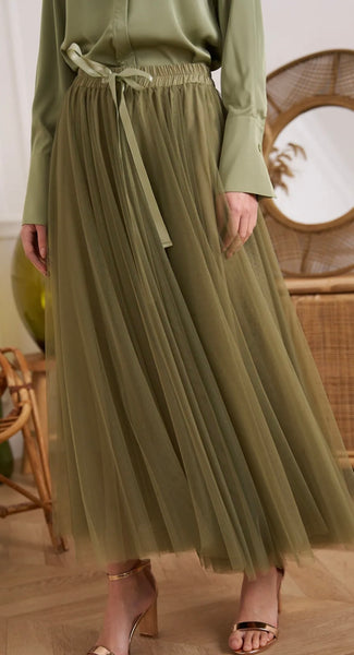 THE BOUTIQUE - OLIVE TULLE TUTU SKIRT (PRE ORDER)