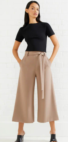 FRENCH CONNECTION- MOCHA WHISPER BELTED CULOTTES