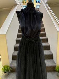 THE BOUTIQUE - NAVY SATIN TOP