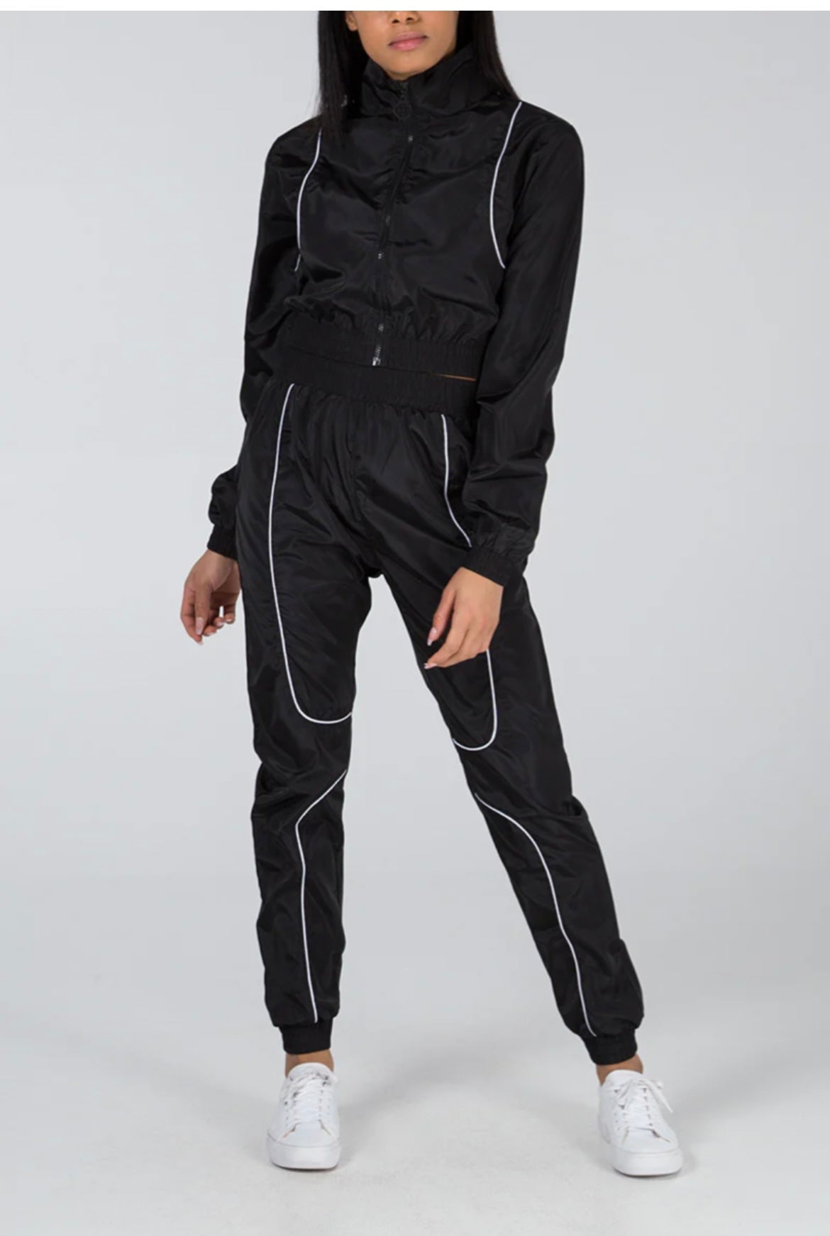 MICHELLE - BLACK & WHITE SHELL TRACKSUIT