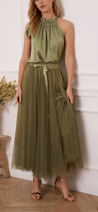 THE BOUTIQUE - OLIVE TULLE TUTU SKIRT (PRE ORDER)