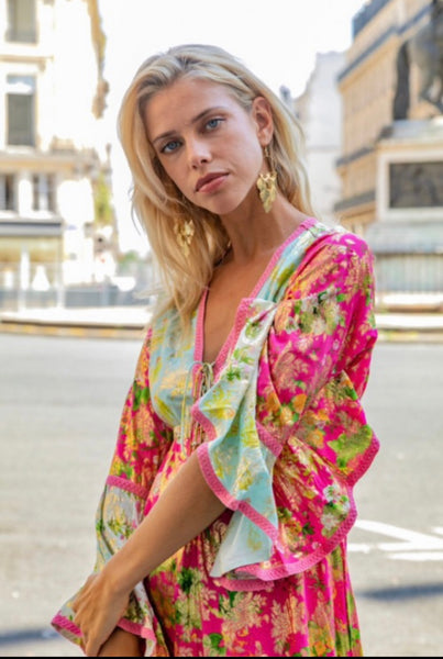 THE BOUTIQUE - FUCHSIA AND LIME MAXI DRESS